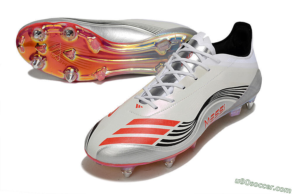 Messi x Adidas Predator 25 Elite SG Soft Ground Soccer Cleats - Silver/Black/Red 3