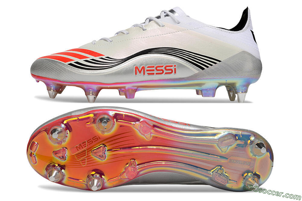 Messi x Adidas Predator 25 Elite SG Soft Ground Soccer Cleats - Silver/Black/Red 0