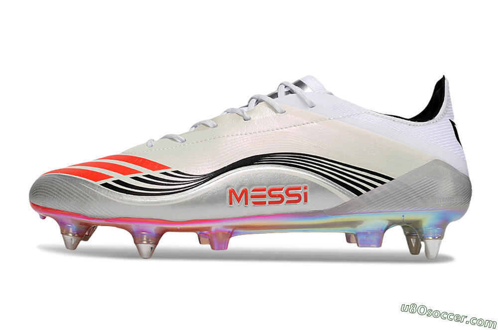 Messi x Adidas Predator 25 Elite SG Soft Ground Soccer Cleats - Silver/Black/Red 2