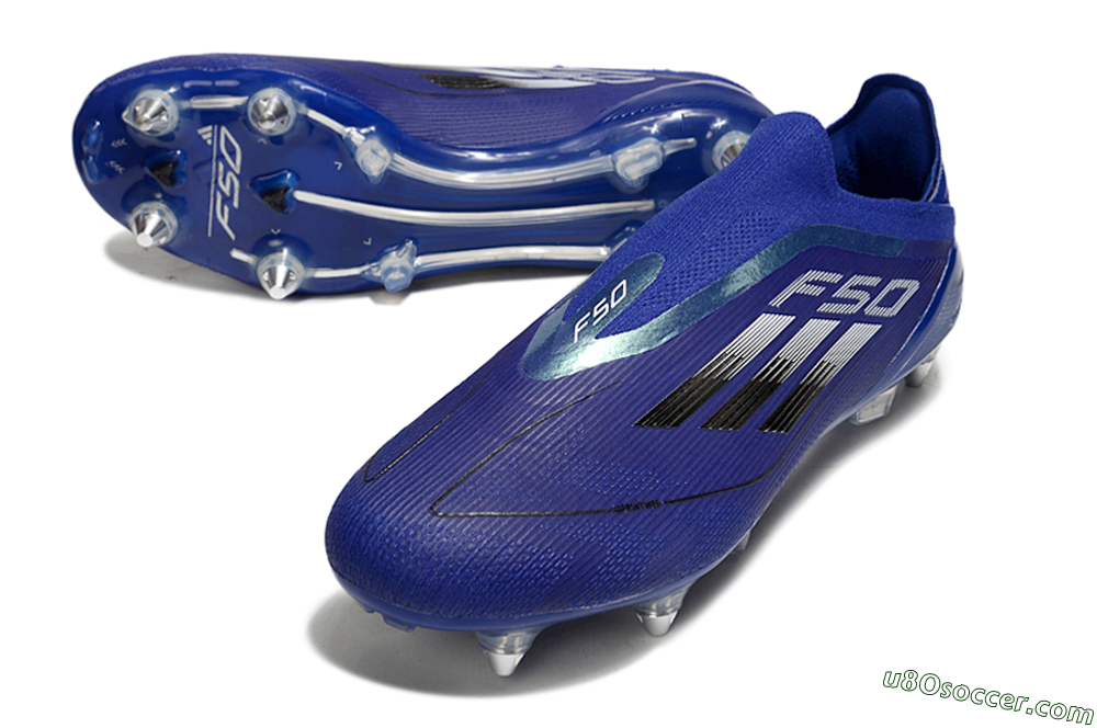 Adidas F50 Elite Laceless SG Soft Ground Soccer Cleats - Blue/Silver/Black 3