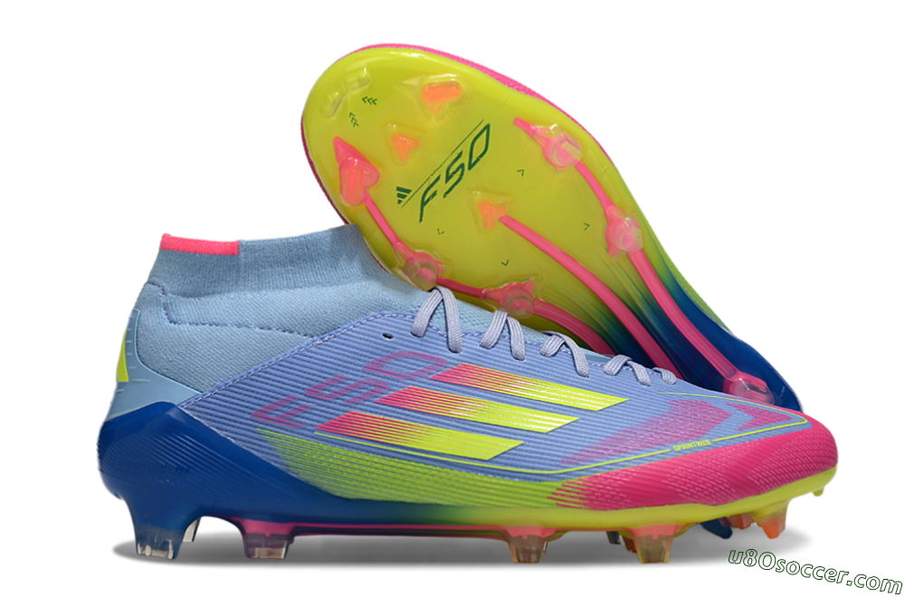 Adidas F50 Elite Mid FG Firm Ground Soccer Cleats - Jade/Yellow/Pink 1