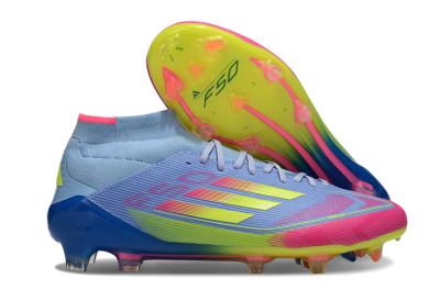 Adidas F50 Elite Mid FG Firm Ground Soccer Cleats - Jade/Yellow/Pink
