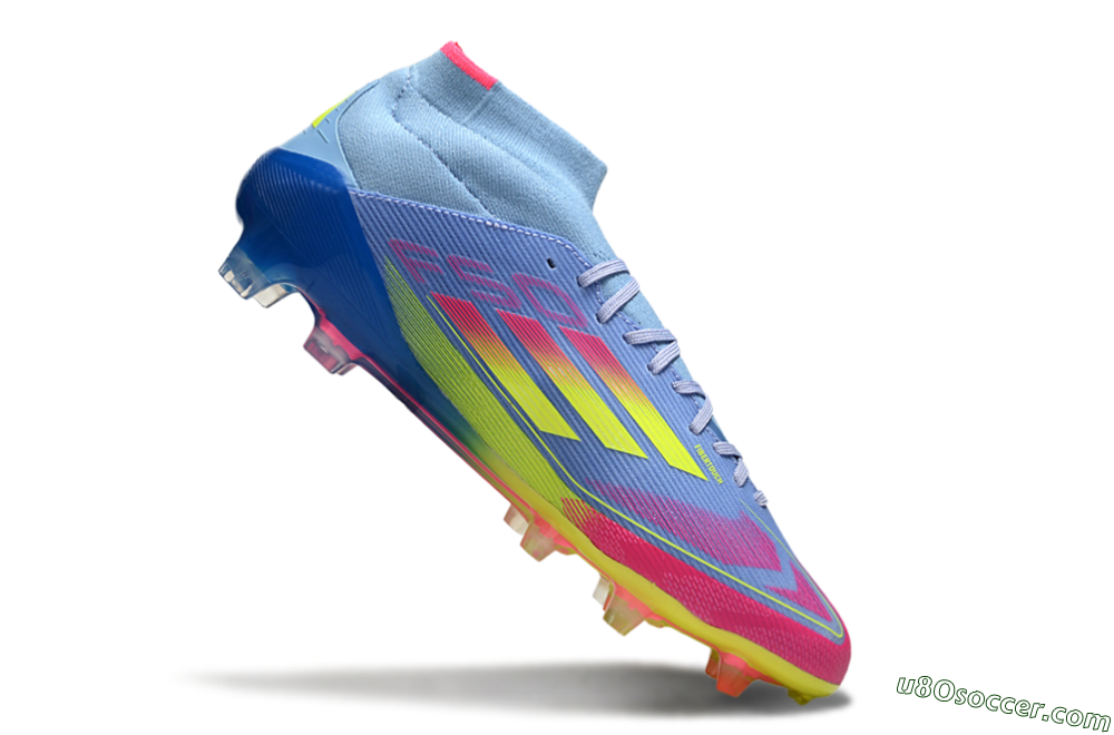 Adidas F50 Elite Mid FG Firm Ground Soccer Cleats - Jade/Yellow/Pink 4