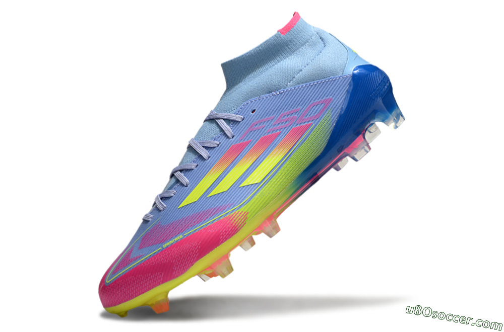 Adidas F50 Elite Mid FG Firm Ground Soccer Cleats - Jade/Yellow/Pink 5