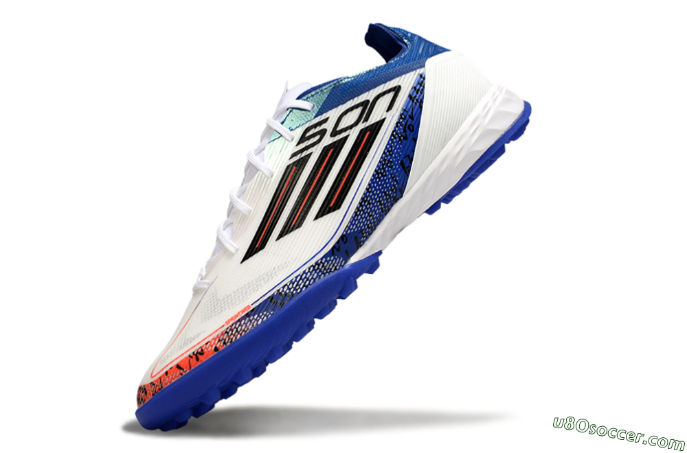 Son x Adidas F50 Pro TF Artificial Turf Soccer Shoes - White/Black/Blue 5