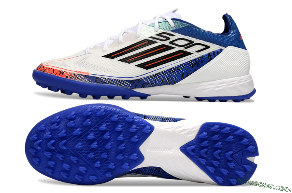 Son x Adidas F50 Pro TF Artificial Turf Soccer Shoes - White/Black/Blue 0