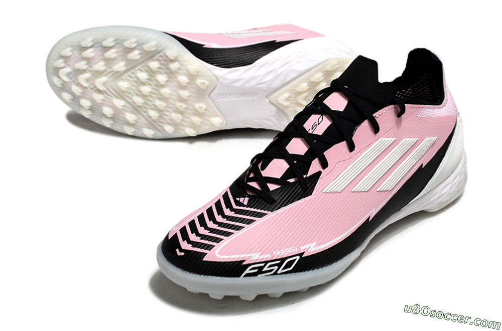 Messi x Adidas F50 Pro TF Artificial Turf Soccer Shoes - Pink/White/Black 3