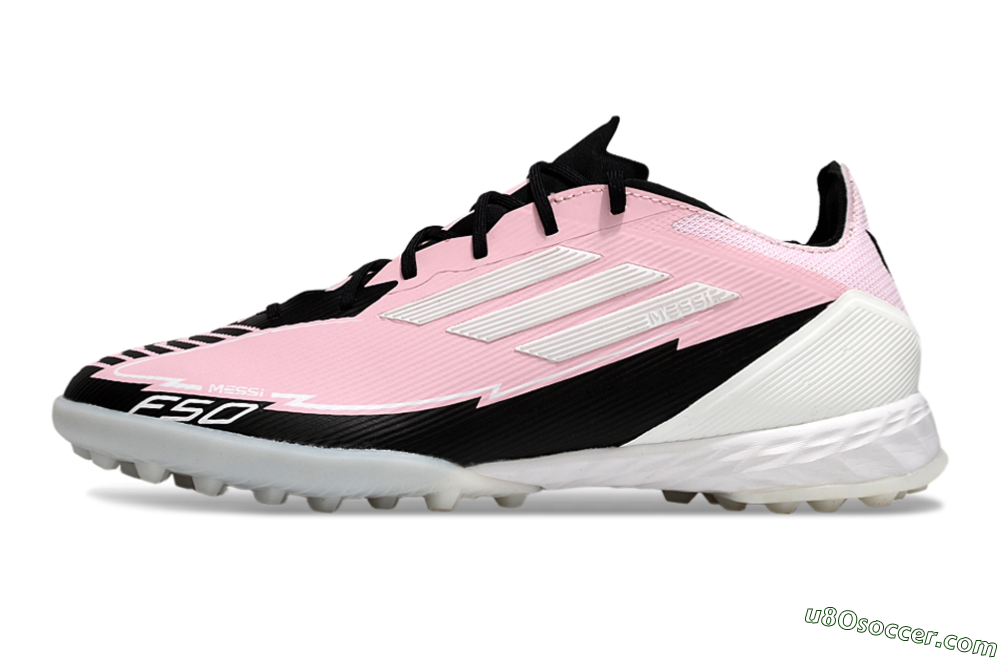 Messi x Adidas F50 Pro TF Artificial Turf Soccer Shoes - Pink/White/Black 2