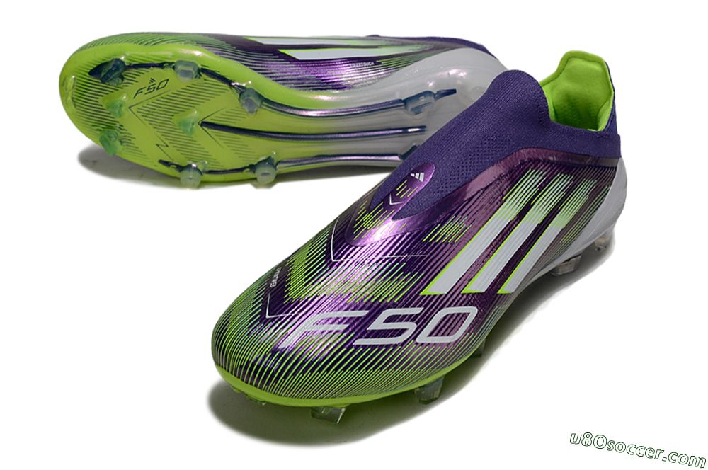 Adidas F50 Elite Laceless FG Firm Ground Soccer Cleats - Purple/White/Yellow 3