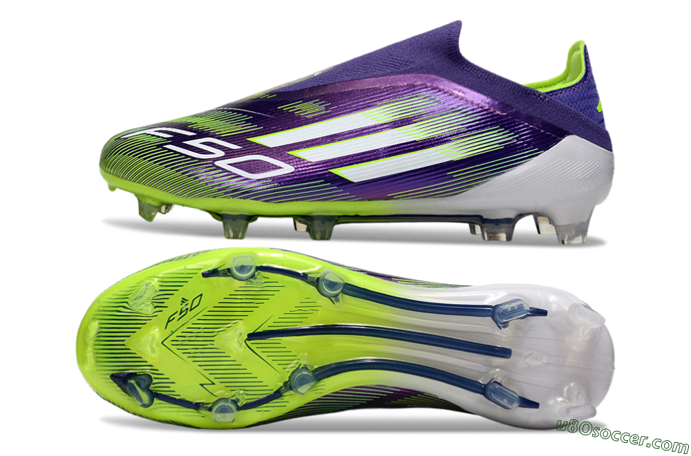 Adidas F50 Elite Laceless FG Firm Ground Soccer Cleats - Purple/White/Yellow 0