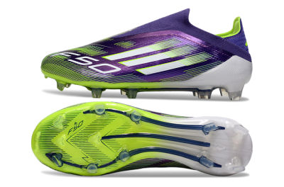 Adidas F50 Elite Laceless FG Firm Ground Soccer Cleats - Purple/White/Yellow