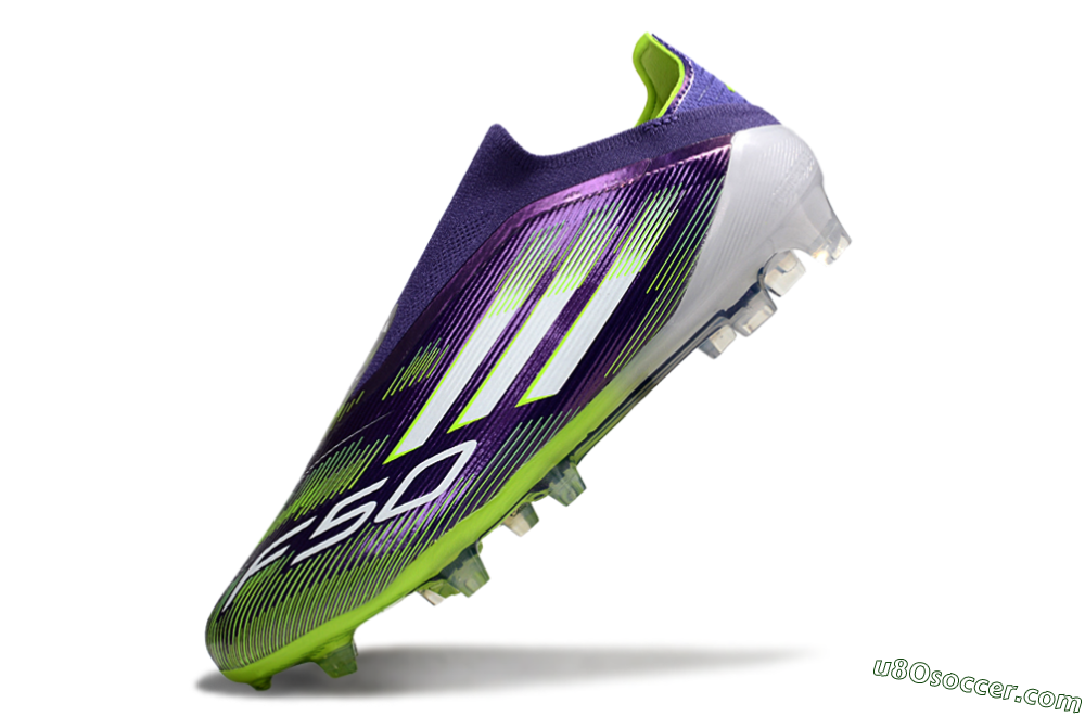 Adidas F50 Elite Laceless FG Firm Ground Soccer Cleats - Purple/White/Yellow 5