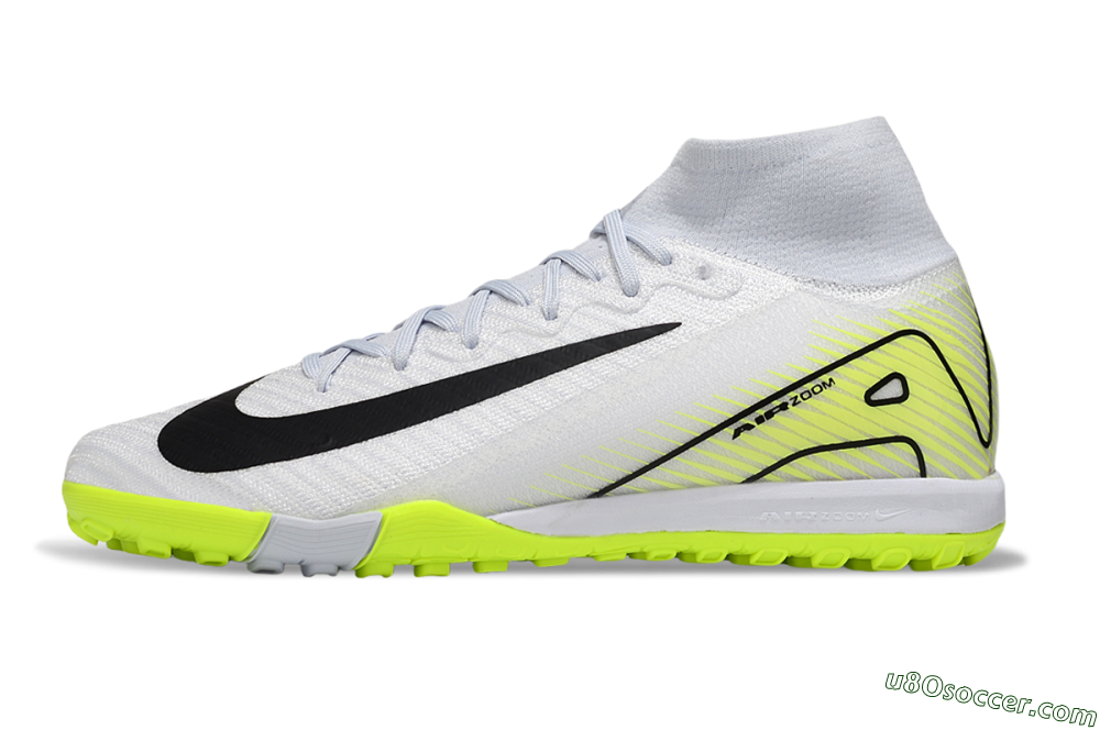 Nike Air Zoom Mercurial Superfly 10 Elite TF Artificial Turf Soccer Shoes - White/Black/Yellow 2