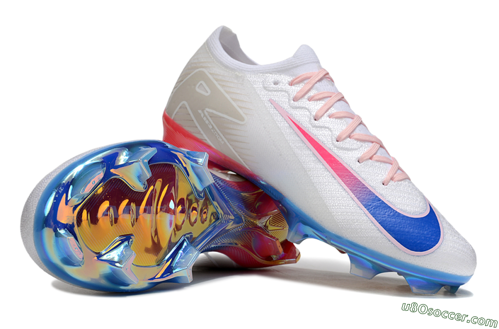 Nike Air Zoom Mercurial Vapor 16 Elite FG Firm Ground Soccer Cleats - White/Blue/Pink 0
