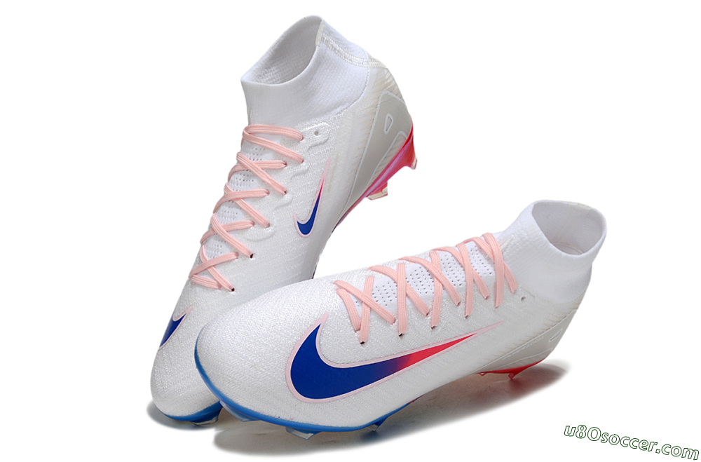 Nike Air Zoom Mercurial Superfly 10 Elite FG Firm Ground Soccer Cleats - White/Blue/Red 3