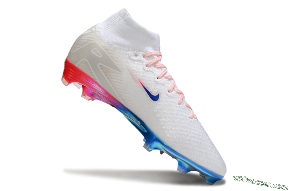 Nike Air Zoom Mercurial Superfly 10 Elite FG Firm Ground Soccer Cleats - White/Blue/Red 4