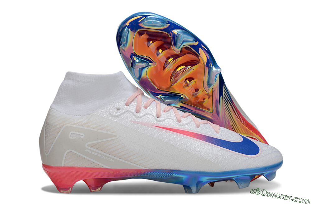 Nike Air Zoom Mercurial Superfly 10 Elite FG Firm Ground Soccer Cleats - White/Blue/Red 1