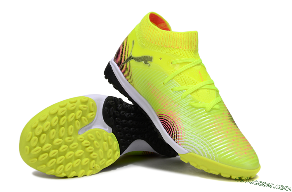 Puma Future 8 Ultimate TF Artificial Turf Soccer Shoes - Yellow/Black/Pink 3