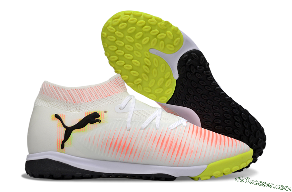 Puma Future 8 Ultimate TF Artificial Turf Soccer Shoes - White/Pink/Yellow 1