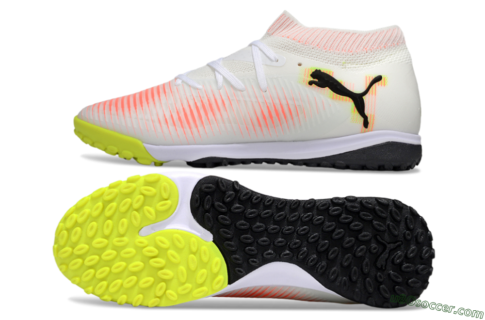 Puma Future 8 Ultimate TF Artificial Turf Soccer Shoes - White/Pink/Yellow 0