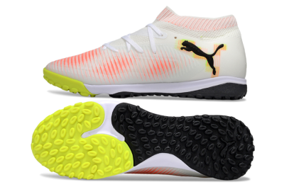 Puma Future 8 Ultimate TF Artificial Turf Soccer Shoes - White/Pink/Yellow