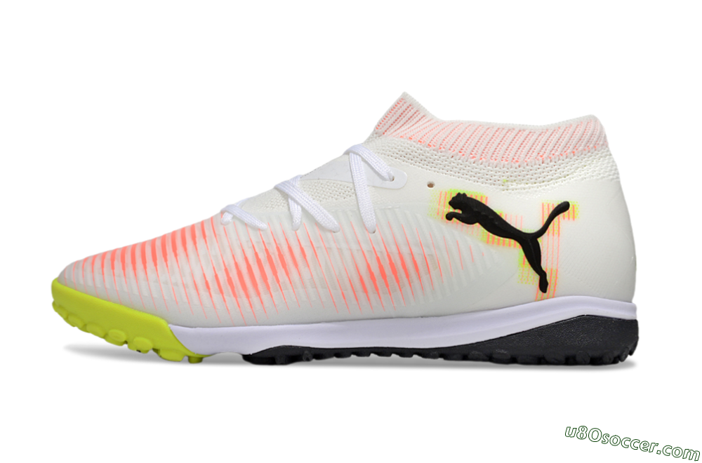 Puma Future 8 Ultimate TF Artificial Turf Soccer Shoes - White/Pink/Yellow 2