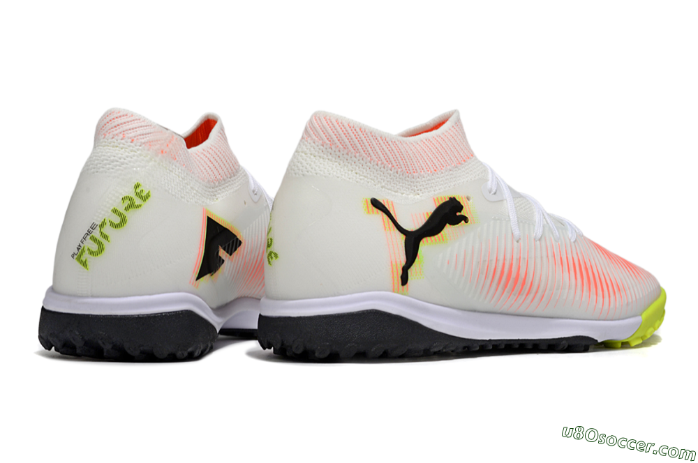 Puma Future 8 Ultimate TF Artificial Turf Soccer Shoes - White/Pink/Yellow 6