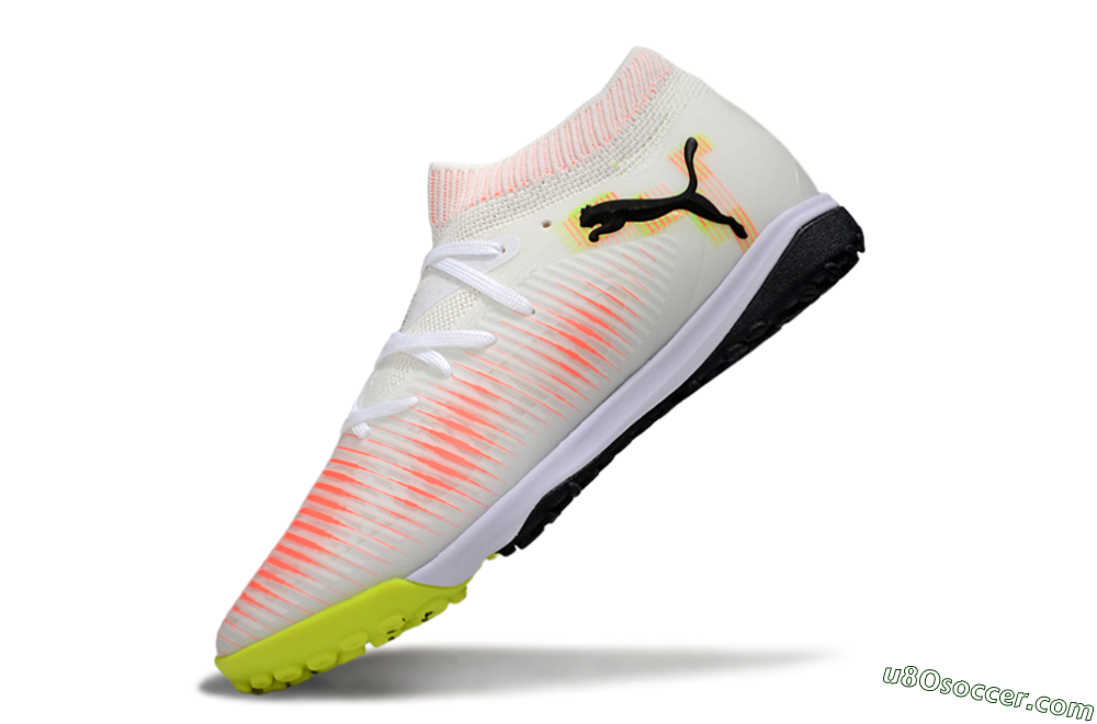 Puma Future 8 Ultimate TF Artificial Turf Soccer Shoes - White/Pink/Yellow 5