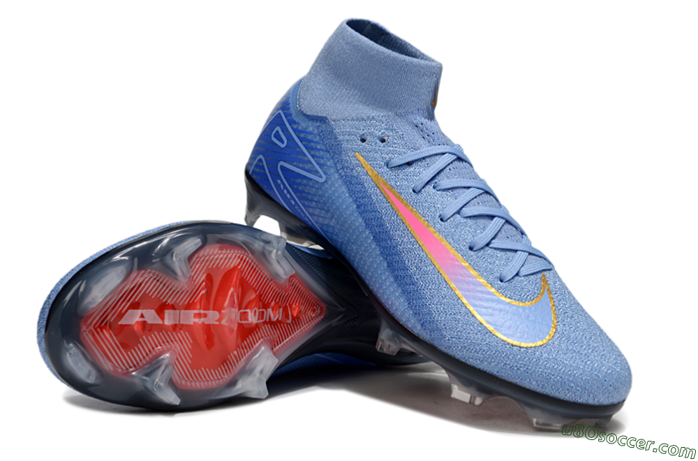 Nike Air Zoom Mercurial Superfly 10 Elite FG Firm Ground Soccer Cleats - Blue/Gold/Pink 3