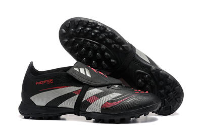 Adidas Predator 25 Elite Foldover Tongue TF Artificial Turf Soccer Shoes - Black/Silver/Red