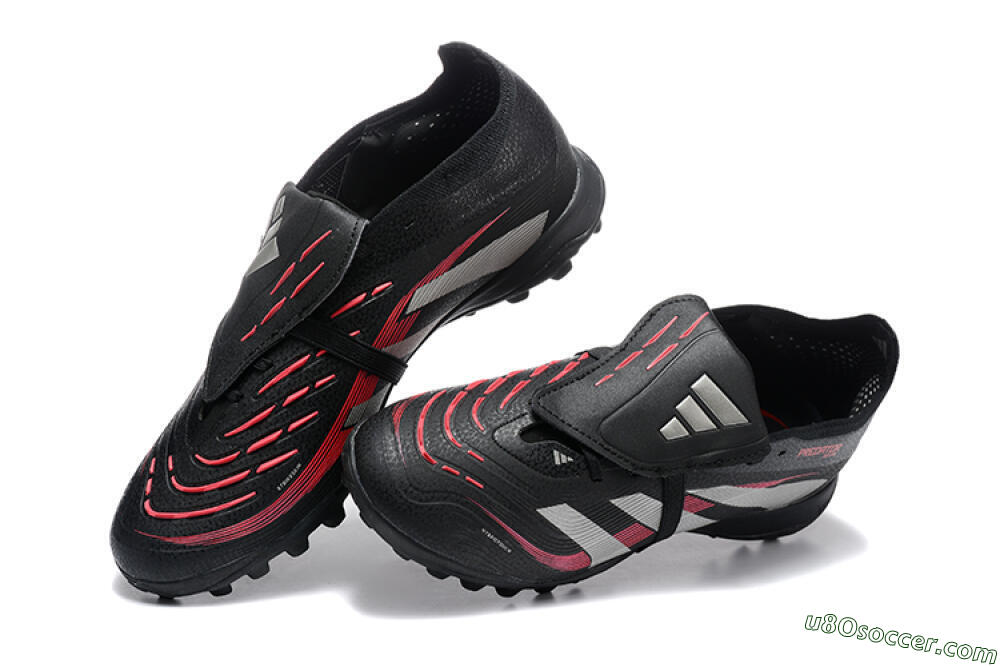 Adidas Predator 25 Elite Foldover Tongue TF Artificial Turf Soccer Shoes - Black/Silver/Red 6