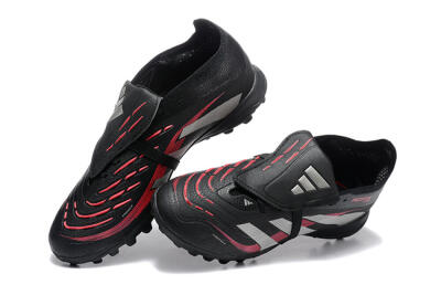 Adidas Predator 25 Elite Foldover Tongue TF Artificial Turf Soccer Shoes - Black/Silver/Red