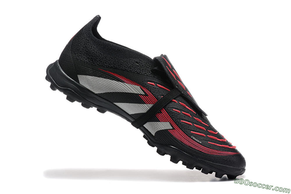 Adidas Predator 25 Elite Foldover Tongue TF Artificial Turf Soccer Shoes - Black/Silver/Red 7
