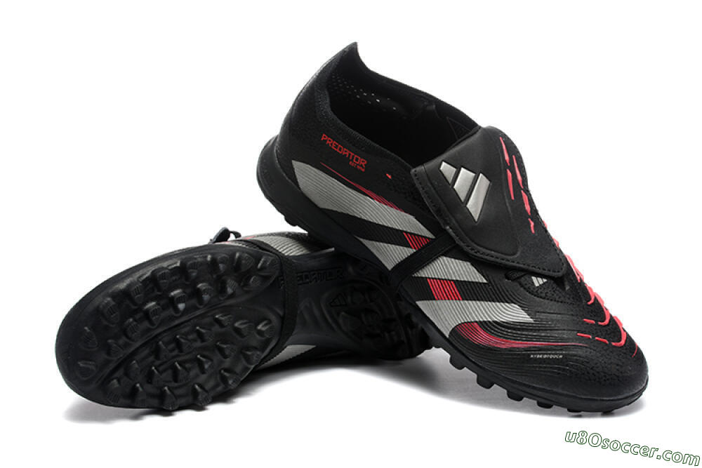 Adidas Predator 25 Elite Foldover Tongue TF Artificial Turf Soccer Shoes - Black/Silver/Red 4