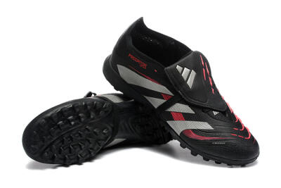 Adidas Predator 25 Elite Foldover Tongue TF Artificial Turf Soccer Shoes - Black/Silver/Red