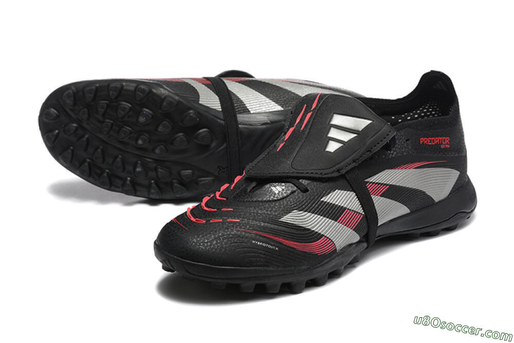 Adidas Predator 25 Elite Foldover Tongue TF Artificial Turf Soccer Shoes - Black/Silver/Red 3