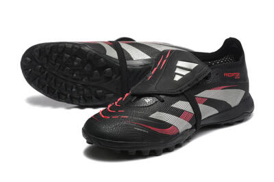 Adidas Predator 25 Elite Foldover Tongue TF Artificial Turf Soccer Shoes - Black/Silver/Red