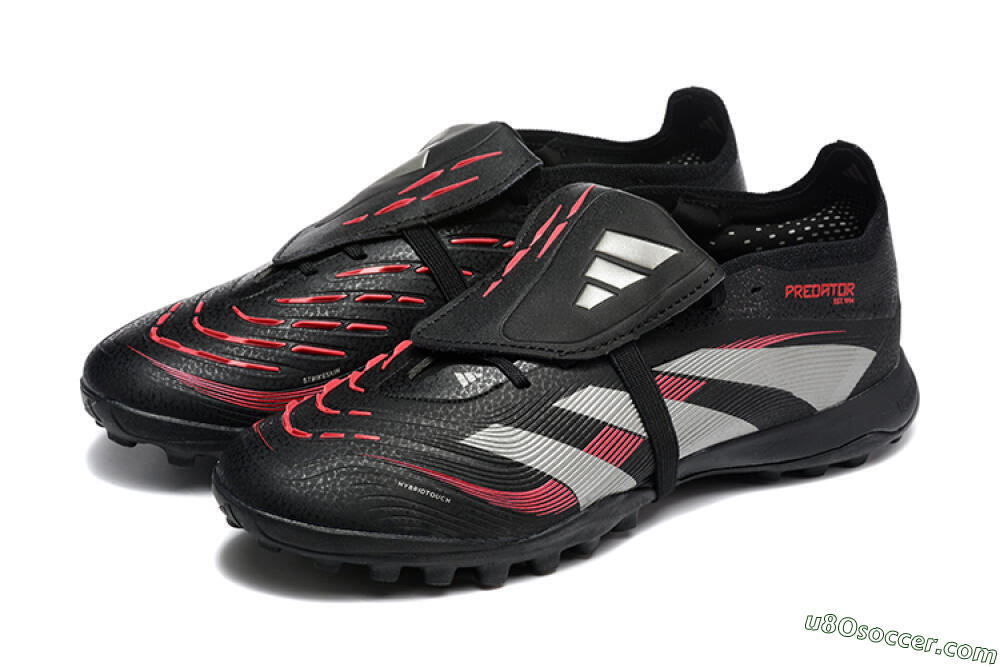Adidas Predator 25 Elite Foldover Tongue TF Artificial Turf Soccer Shoes - Black/Silver/Red 5