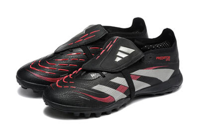 Adidas Predator 25 Elite Foldover Tongue TF Artificial Turf Soccer Shoes - Black/Silver/Red