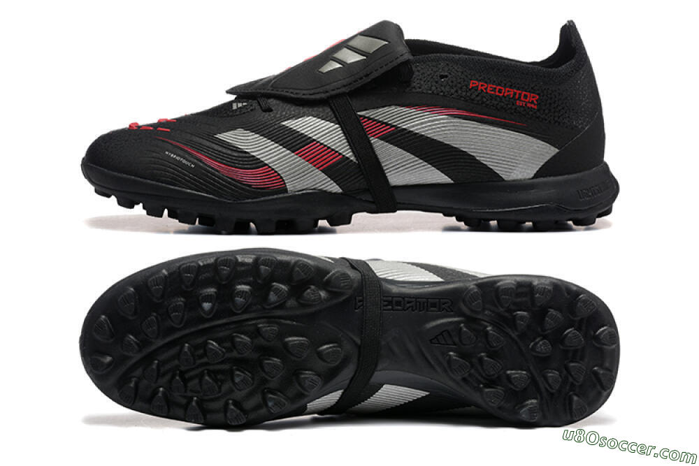 Adidas Predator 25 Elite Foldover Tongue TF Artificial Turf Soccer Shoes - Black/Silver/Red 0