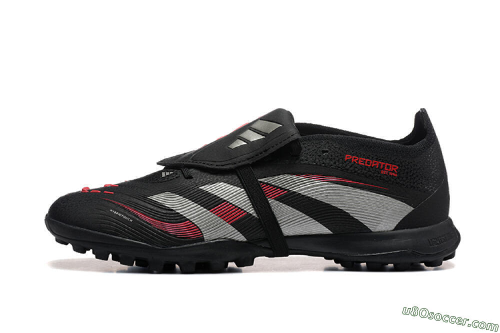Adidas Predator 25 Elite Foldover Tongue TF Artificial Turf Soccer Shoes - Black/Silver/Red 2