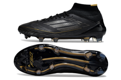 Adidas F50 Elite Mid FG Firm Ground Soccer Cleats - Black/Silver/Gold