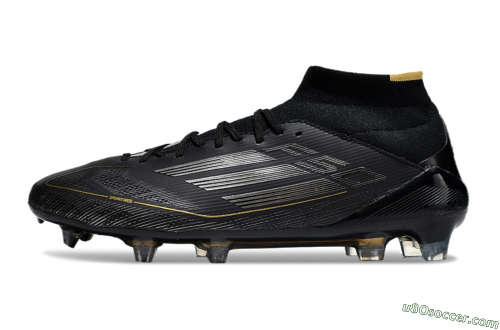 Adidas F50 Elite Mid FG Firm Ground Soccer Cleats - Black/Silver/Gold 2