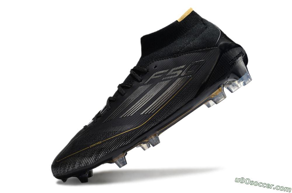 Adidas F50 Elite Mid FG Firm Ground Soccer Cleats - Black/Silver/Gold 5