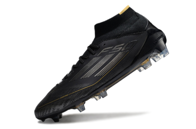 Adidas F50 Elite Mid FG Firm Ground Soccer Cleats - Black/Silver/Gold