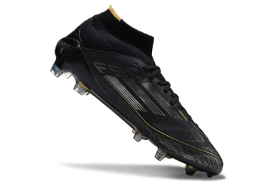 Adidas F50 Elite Mid FG Firm Ground Soccer Cleats - Black/Silver/Gold