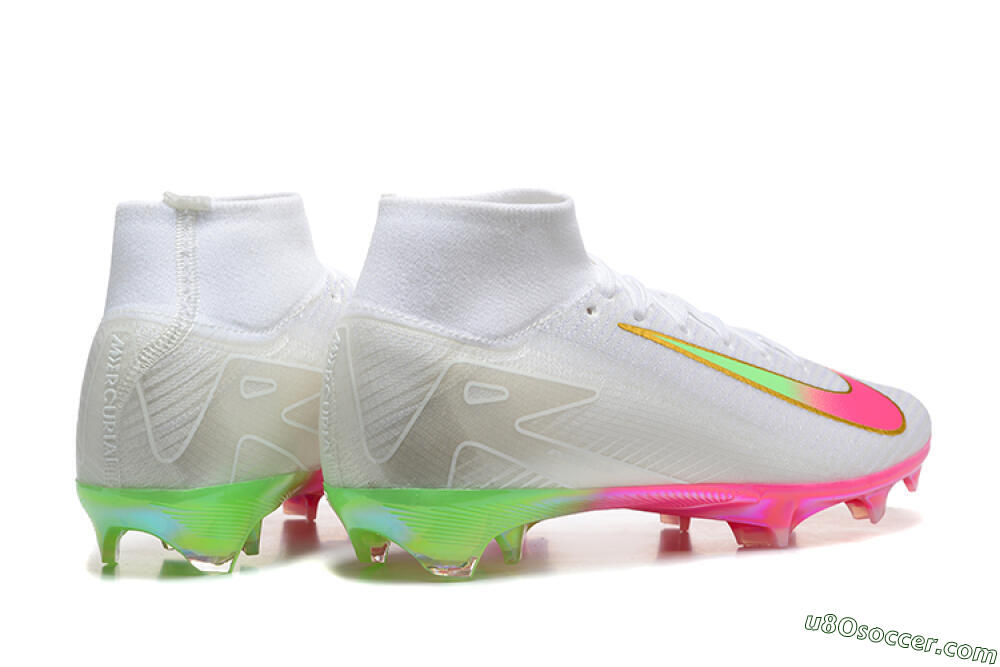 Nike Air Zoom Mercurial Superfly 10 Elite FG Firm Ground Soccer Cleats - White/Gold/Pink/Yellow 9