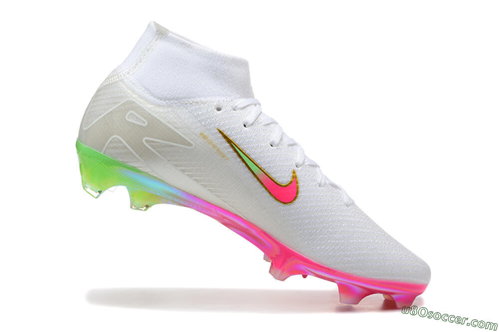 Nike Air Zoom Mercurial Superfly 10 Elite FG Firm Ground Soccer Cleats - White/Gold/Pink/Yellow 7