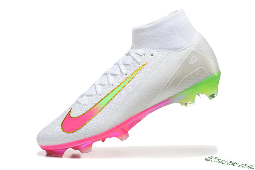 Nike Air Zoom Mercurial Superfly 10 Elite FG Firm Ground Soccer Cleats - White/Gold/Pink/Yellow 8