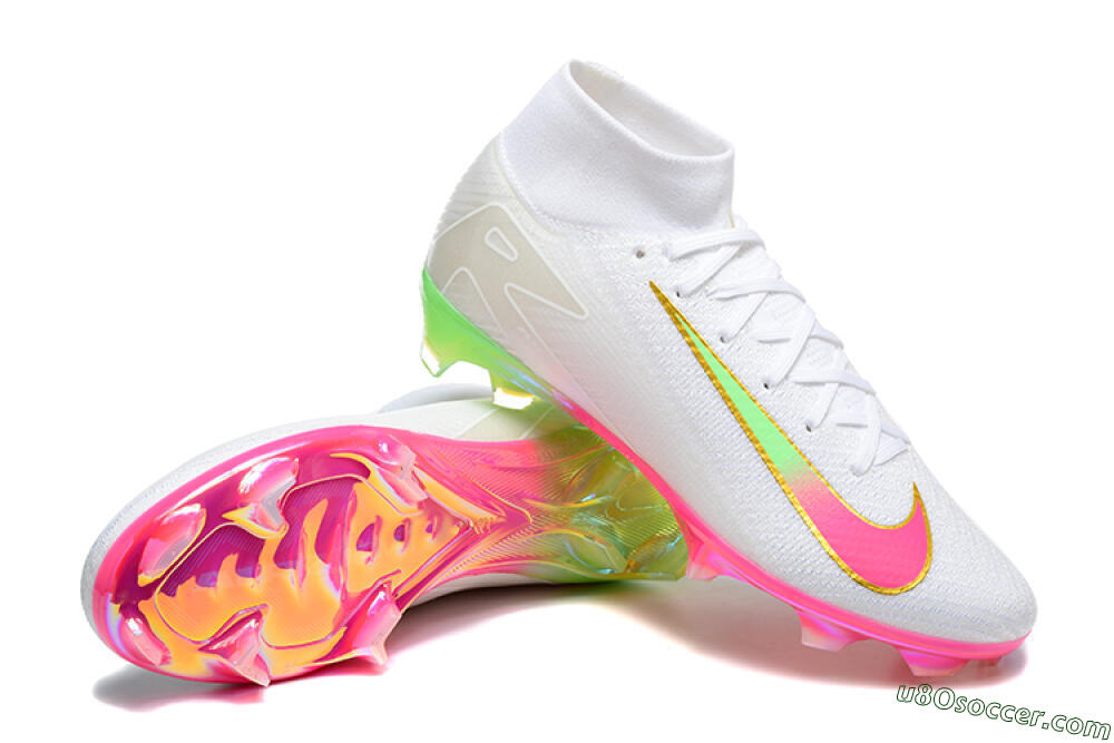Nike Air Zoom Mercurial Superfly 10 Elite FG Firm Ground Soccer Cleats - White/Gold/Pink/Yellow 4